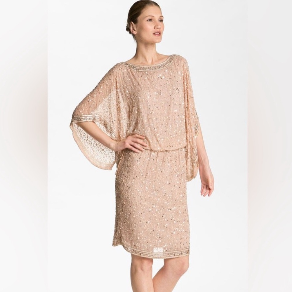 Elegant Beaded Dress in champagne